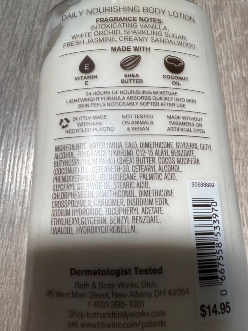 Bath & Body Works Warm Vanilla Sugar Daily Nourishing Body Lotion 8 Fl Oz With S